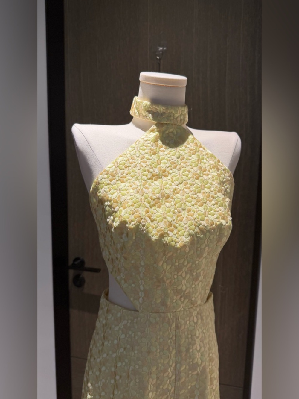 STAUD Pale Yellow Halter Backless Short Romper - Picture 3 of 12